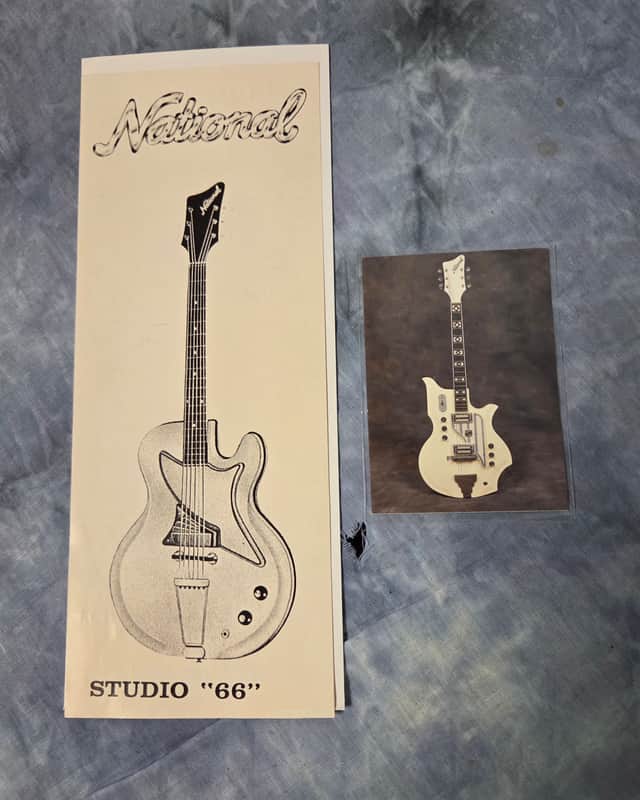 Vintage Case Candy National Studio 66 and 1963 Glenwood 98 Guitar Info Cards image 1