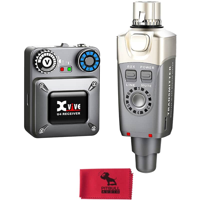 Xvive Audio U4R2 2.4GHz Wireless In-Ear Monitoring System, 2 Receivers w/ Cloth image 1
