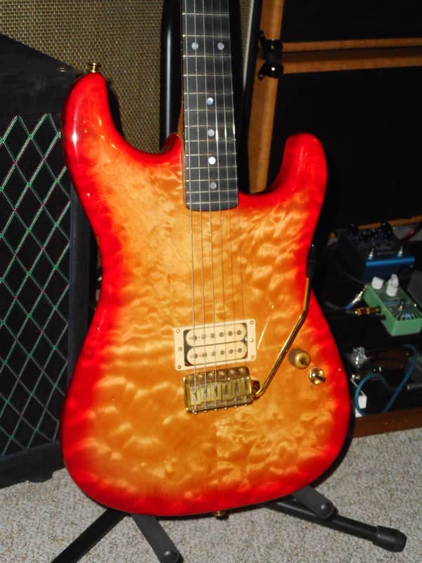 Schecter Van Nuys Hot Rod Custom Strat Super Rare! Curly Maple  1 Humbucker Cherry Sunburst image 1