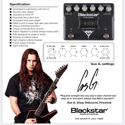Blackstar HT-Blackfire Gus G Metal Valve Distortion 2010s - Black image 7