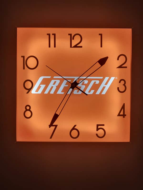 1950's-60's Gretsch Guitars & Amplifiers Pam Dealer Style Light-Up Clock Killer Cool Man Cave/Garage Item image 1