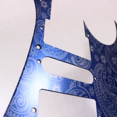 Brushed Blue Paisley Anodized Aluminum pickguard fits Ibanez (tm) RG550 Jem RG  HSH image 4