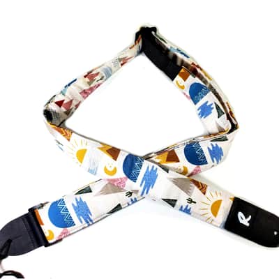 Sun Moon Mountains Cactus Guitar Strap-Great Outdoors Guitar Strap -Camping Guitar Strap- Double Padded - Universal Guitar Strap image 3