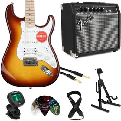 Squier Affinity Series Stratocaster Electric Guitar and Fender Frontman 20G Amp Bundle - Sienna Sunburst with Maple Fing image 6