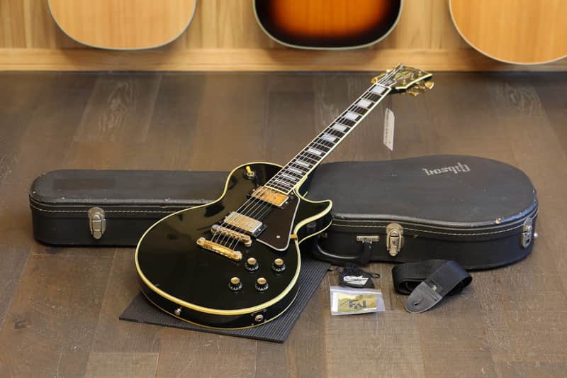 1976 Gibson Les Paul Custom Electric Guitar Black Ebony + OHSC image 1