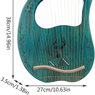 Lyre Harp, 19 Metal Strings Maple Saddle Mahogany Body Lyra Harp with Bag key included image 2