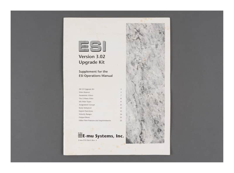 E-mu Version 3.02 Upgrade Kit Supplement for the ESI Operations Manual image 1