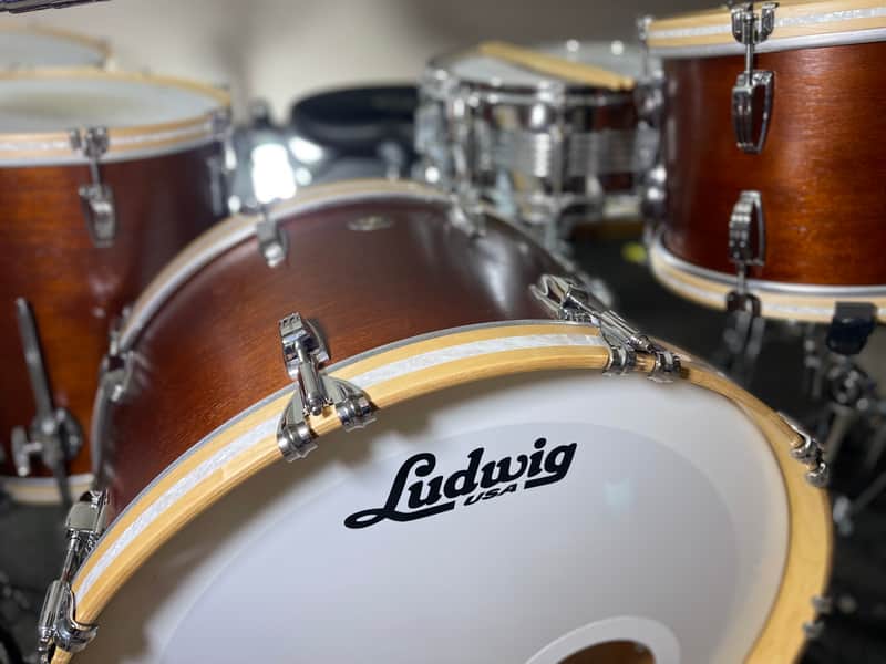 Ludwig Legacy Mahogany "Van Buren" Pro Beat Shell Pack + 18" Floor Tom — 110th Anniversary Limited Edition | Gator Elite Air Cases | Excellent image 1