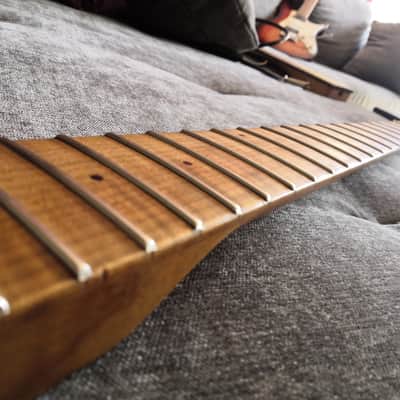 Custom baritone guitar neck - 30" - roasted flame maple image 6