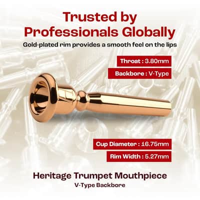 Denis Wick Heritage Trumpet Mouthpiece Gold Plated, 3182G-3C - V-Type Backbore for Balanced Airflow and Tone - Trumpet Accessories for Effortless Articulation 16.75 x 5.27 x 3.80mm image 4