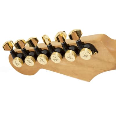Genuine Tone Ninja 20:1 Locking Tuners, 6 Inline Staggered set, Black and Gold
