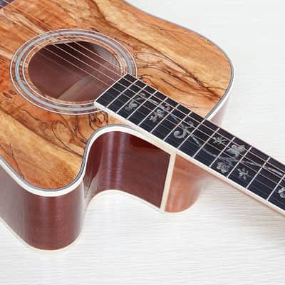 Electric Acoustic Guitar 41 Inch Dead Wood Cutaway Design with Fingerboard Inlay High Glossy Folk Guitar with EQ image 2