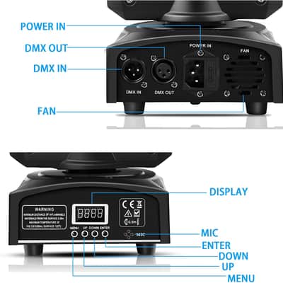 Stage Lights Moving Head Lights 8 Gobos 8 Colors 11 Channels 25W Spotlights DMX 512 with Sound Activated for Wedding DJ Party Stage Lighting 2PCS image 5