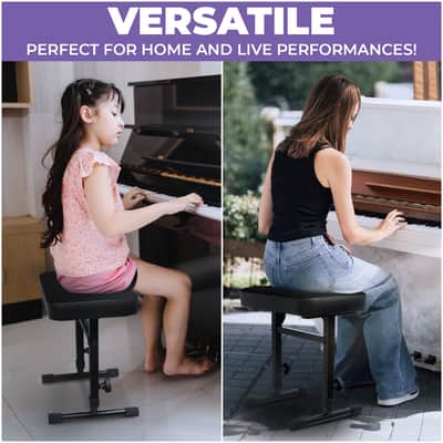 Liquid Stands Adjustable Piano Bench Stool with Black Padded Cushion for Musicians (Mesh Fabric) image 6