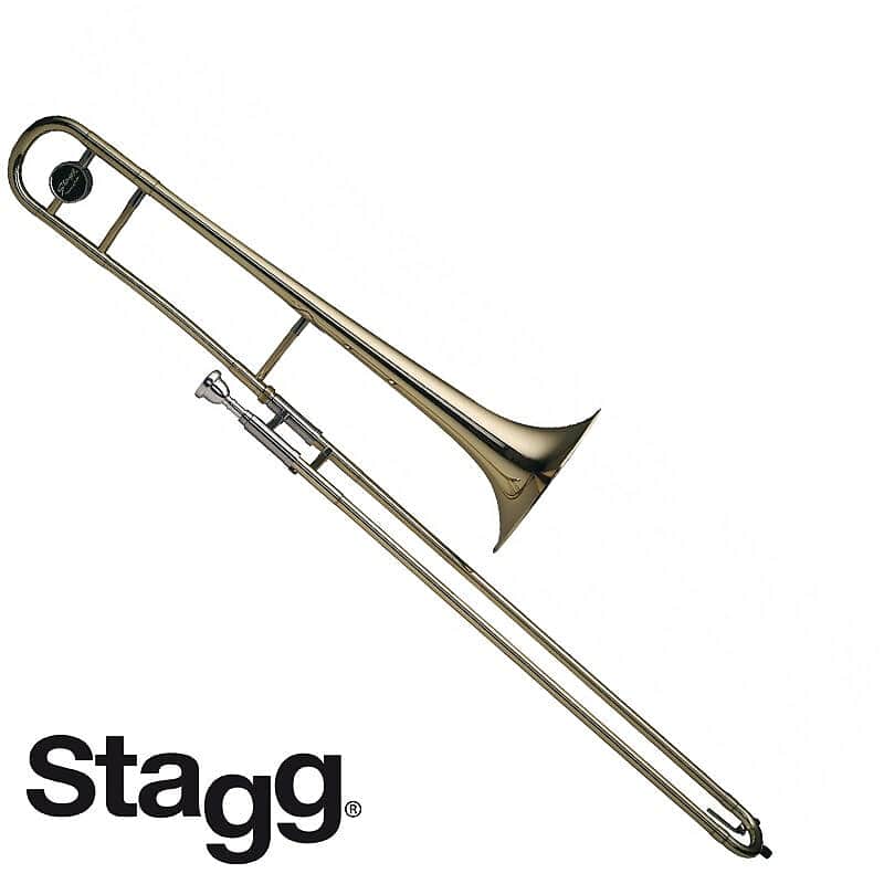 Stagg WS-TB225 Brass Body Key of Bb Tenor Slide Trombone w/Soft Case & Mouthpiece 12C Silver Plated image 1