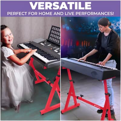 Liquid Stands Piano Keyboard Stand - Z Style Adjustable and Portable Heavy Duty Music Stand for Kids and Adults (Red) image 6
