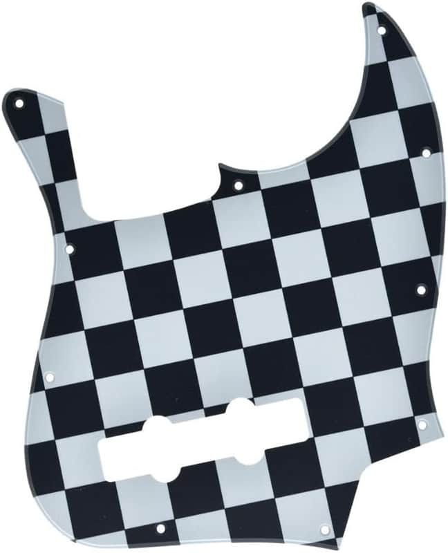 4 String J Bass Style Pickguard Bass Pick Guard Scratch Plate for USA/Mexico Jazz J Bass Black/White Grid image 1
