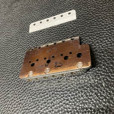 Wudtone Lefty Strat Tremolo Bridge Plate CP HOLY GRAIL 2-1/6" string spaced 2025 - Aged nickel image 4