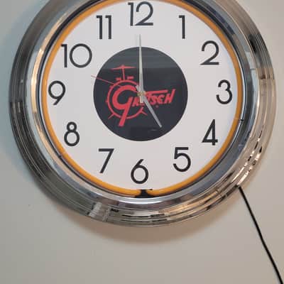 Gretsch Drums Orange Neon Dealer Style Light Up Clock Killer Cool Mancave, Garage, Shop Item image 4