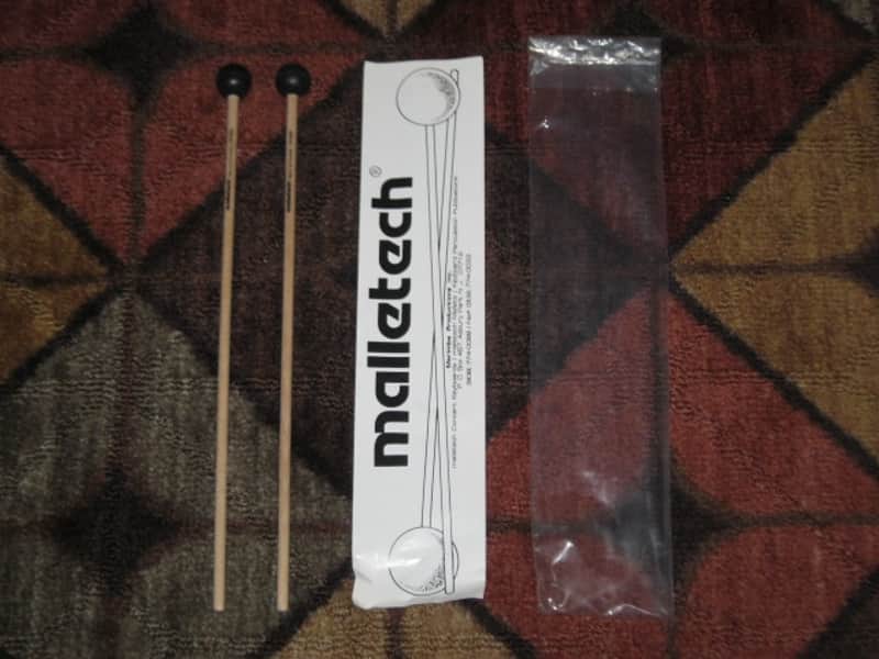 ONE pair new old stock (with packaging) Malletech NR36B Xylo/Bell Mallets - Natural Rubber, Very Hard, 1 & 1/8" Round Black Heads // Birch Handles (from around 2019) Made in USA image 1