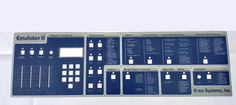 Brand New E-mu Emulator II Replacement Main Control Panel Overlay - MINT & NEW! image 1