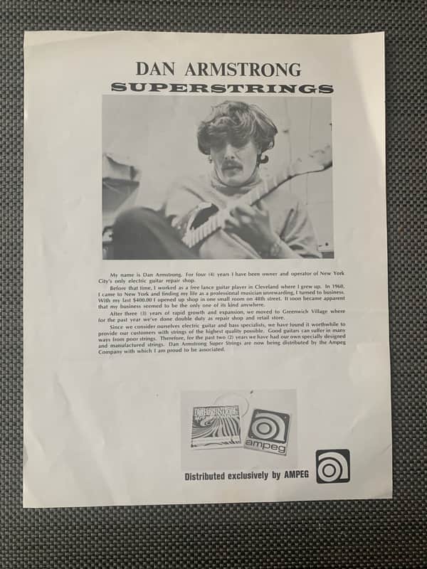 Dan Armstrong Ampeg 'Super Strings' Dealer Ad sheet Late 60s image 1