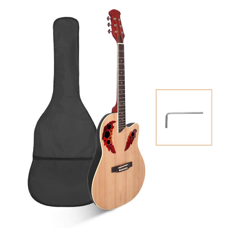41 inch Cutawary Round Back Acoustic Guitar Spruce Top Grape Hole 2020s - Burlywood image 1
