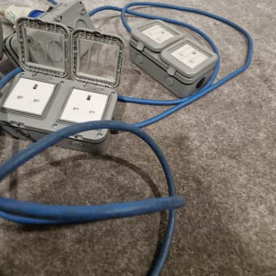 Blue CEE Industrial Plug to 5× Dual UK Socket Distribution Lead - Rugged Industrial Design - Good image 2