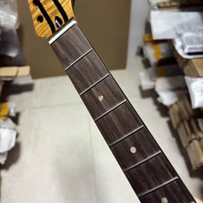 new 22fret 5 Piece Roasting Flamed Maple Belectric guitar Neck parts Rosewood image 1