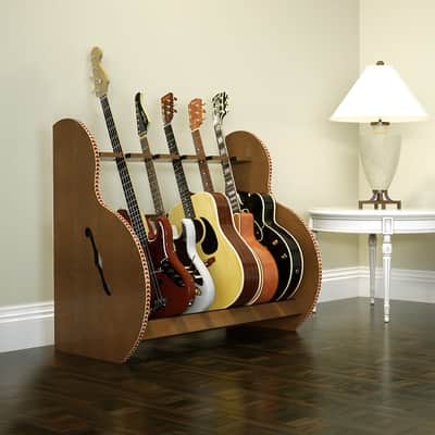 A&S Crafted Products SESXW5 The Session™ Deluxe 5 Guitar Stand For Acoustics & Electrics in Walnut image 5