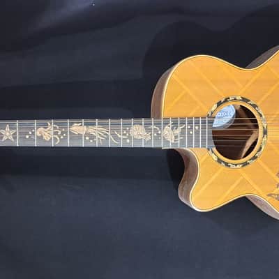 Blueberry LEFT HANDED Acoustic Guitar Grand Concert Mermaid Motif - NEW IN STOCK image 1