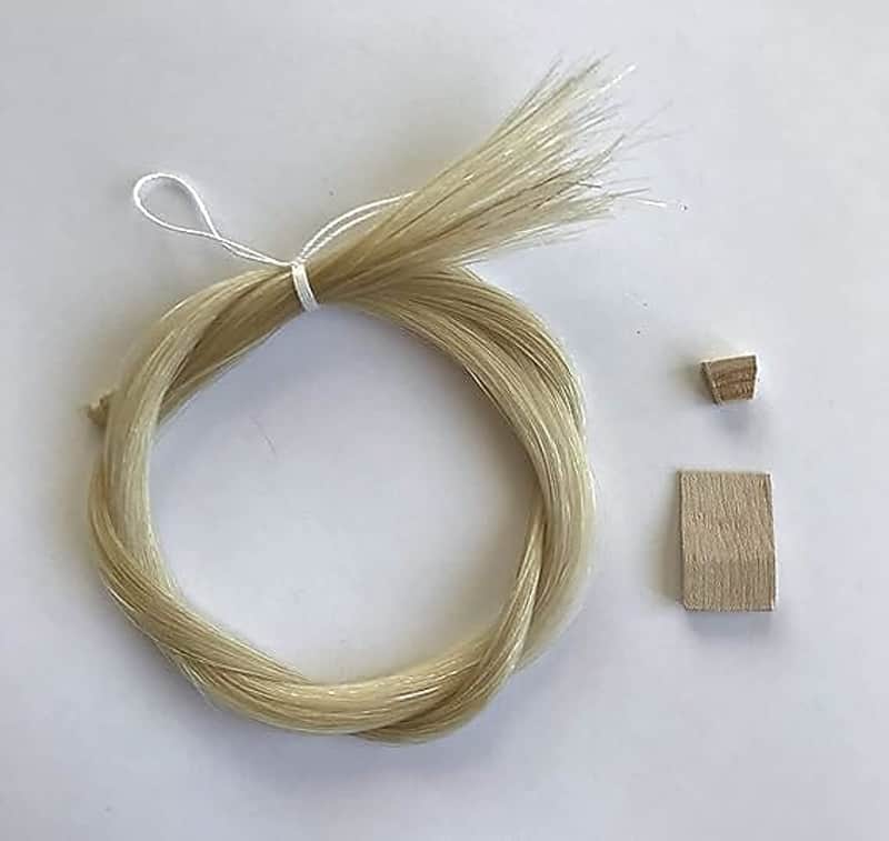 Classic Mongolian Horse Hair for Violin, Viola Bows - Unbleached, White 29.5" (1 Hank, Prepared, Includes Plug and Wedge) (1 Hank) image 1