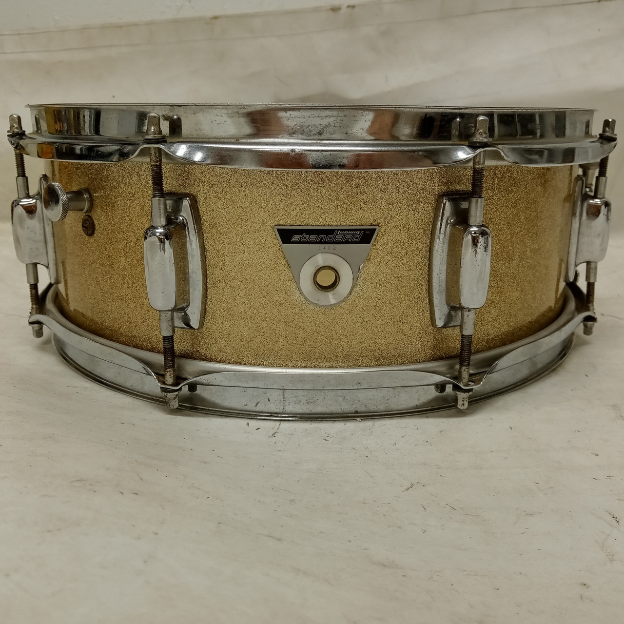 Ludwig S100 Standard 5x14"Silver Sparkle Snare Drum Vintage 60s 3Ply White-Paint — main photograph