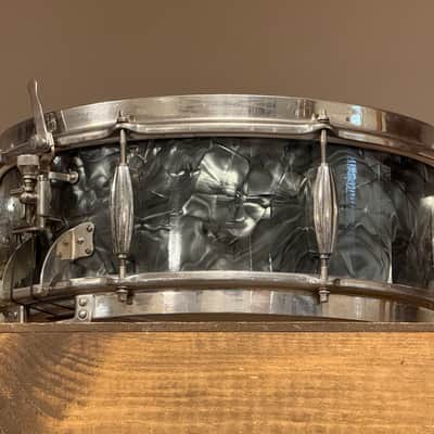 1950's Slingerland 5.5x14 Gene Krupa Radio King Black Diamond Pearl Snare Drum Solid Shell image 7