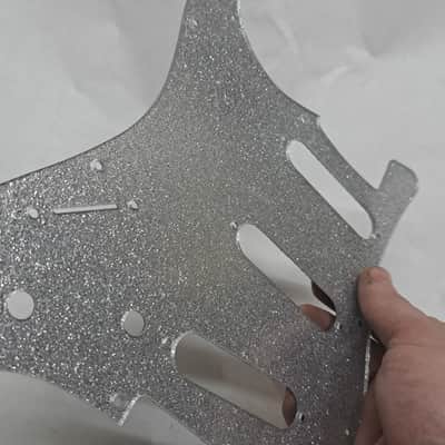 Lefty left handed Platinum Silver Sparkle Glitter Acrylic Strat Stratocaster 11 hole pickguard Fender SSS image 6