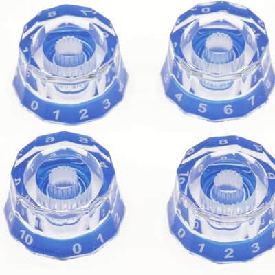 4pcs Blue Lampshade Guitar Knobs | 18 Spline Coarse Split Shaft Volume & Tone Control Knob Set for PRS, Les Paul, SG, LP-Style Electric Guitars image 1
