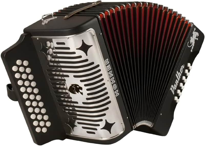 Hohner Panther G/C/F 3-Row Diatonic Accordion - Black image 1