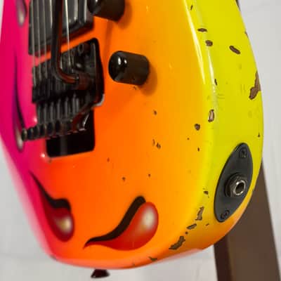 Zion Radicaster Super Strat Custom 1980’s - Pink / Red Neon Dancing Blood image 7