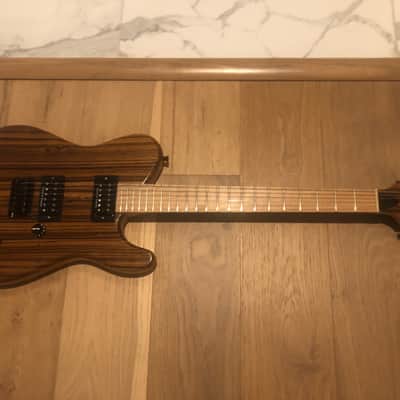 Custom built Tele style flat top with Zebrawood top and Seymour Duncan humbucker pickups image 1