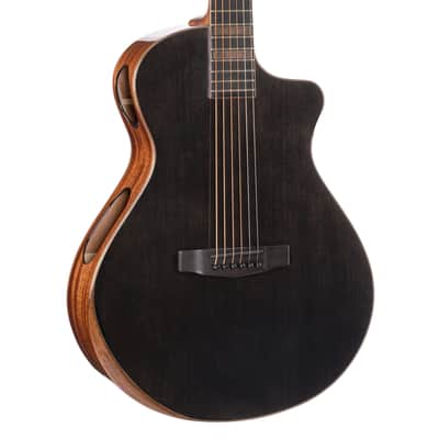 Cort Modern Black Masterpiece A/E Guitar w/Case - Transparent Black Gloss image 1