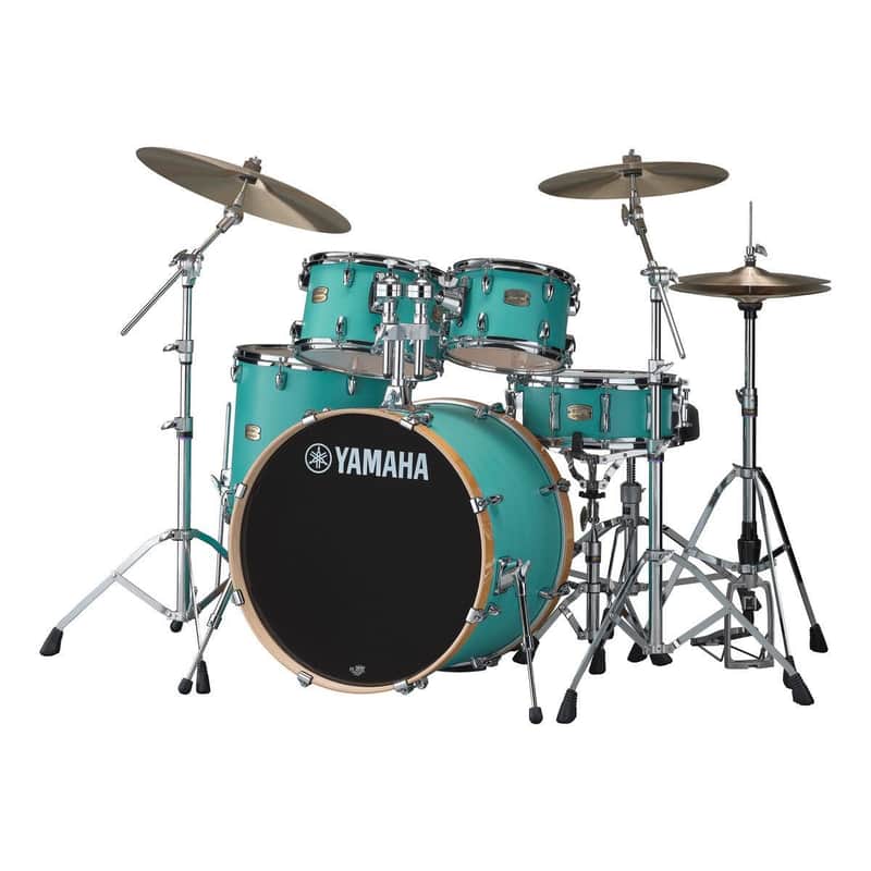 Yamaha Stage Custom Birch 5 Piece Drum Set with Hardware 22 inch Bass Matte Surf Green image 1