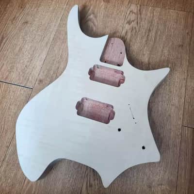 HH Headless Guitar Solid Mahogany Body with Tiger Veneer Maple Top image 1