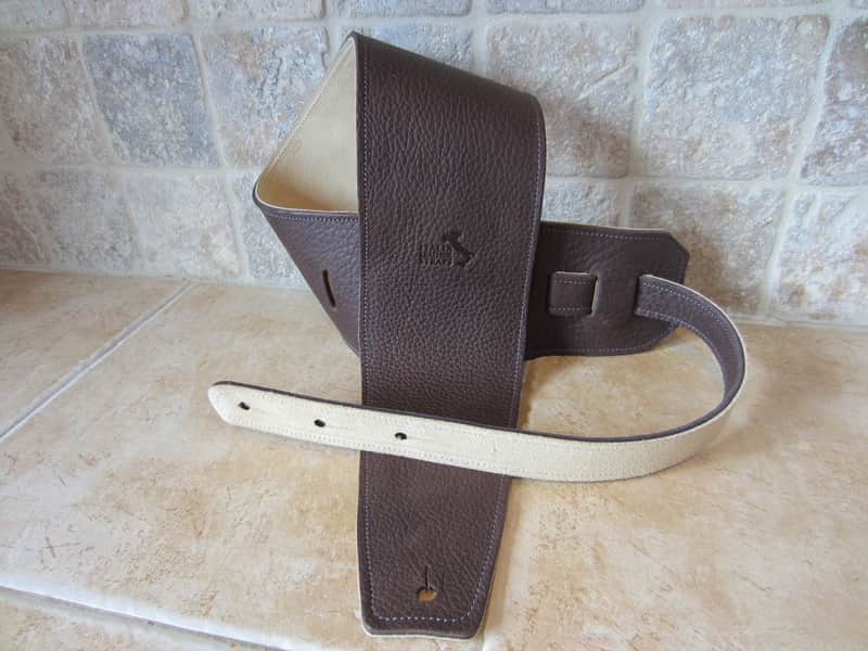 Italia Leather Straps 4 INCH WIDE CHOCOLATE LEATHER GUITAR STRAP CHOCOLATE-BEIGE 2026 image 1