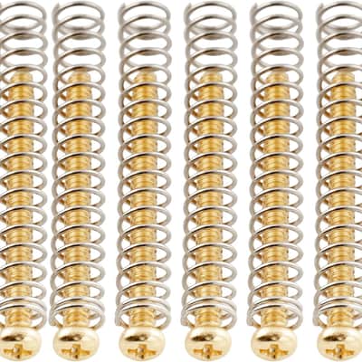 48X1.1 Inch Stainless Steel Humbucker Pickup Mounting Screws and Springs Set for Made Electric Guitar, Gold (Set of 6) image 1