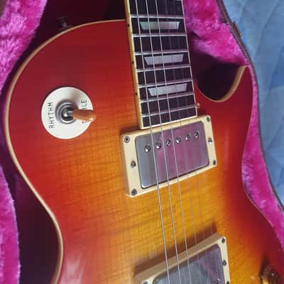 Solid Flame Maple Top Greco Egf-1800 Sunburst Super Real 1981 DryZ Brazilian Fretboard 1 piece body - Neck split - read descriptions image 7