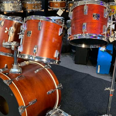 Vintage 1980's TAMA Royalstar 7-Piece 8/10/12/13/16/22 Drum Kit Set in Super Mahogany Satin w/ Metal Snare Drum image 3