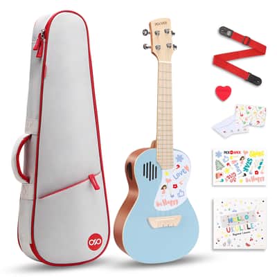 Pickapick UC23 Mahogany Concert Ukulele Beginner Kit (Sky Blue) image 2