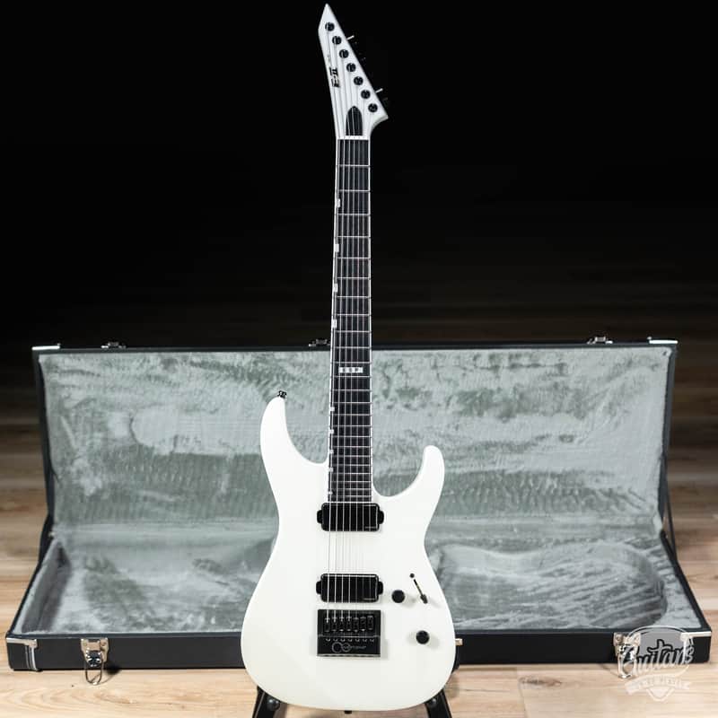 ESP E-II M-II 7B Baritone 7-String Evertune Guitar w/ Case – Pearl White image 1