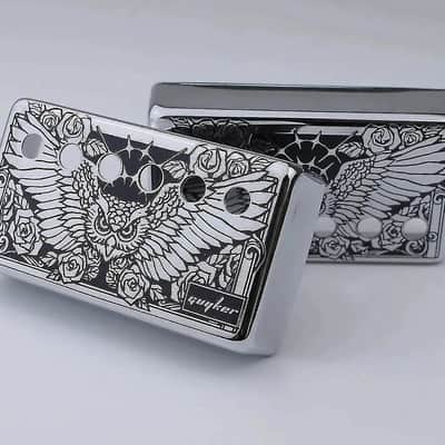 52/50mm Owl Top Guitar Humbucker Pickups Covers Set in Chrome image 3