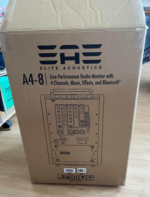 Elite Acoustics EAE A4-8 MKII Open Box 80W Acoustic Amplifier LFP Battery, Bluetooth Painted Black image 1